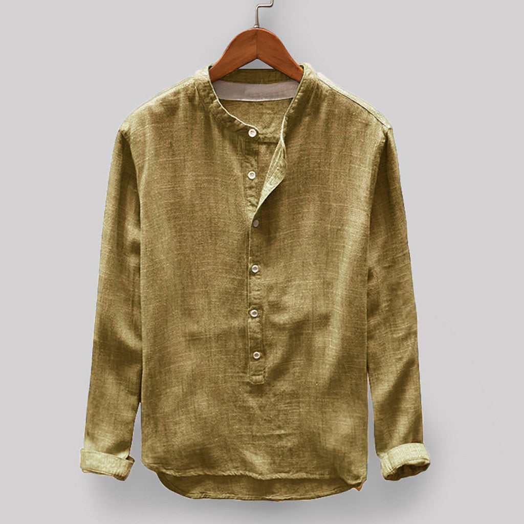 Bruce Mandarin-krage, langermet bomullsskjorte for menn