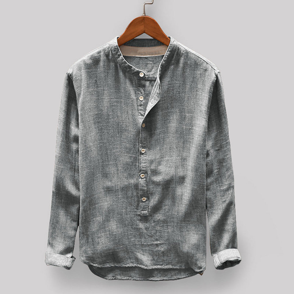 Bruce Mandarin-krage, langermet bomullsskjorte for menn