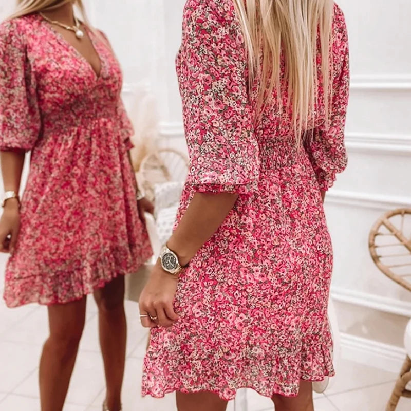 Flora™-Ibiza comfortable women's dress with floral print